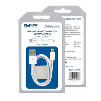 Empire USB-ALC-3W Apple MFI Lightning Connector Data Cable - White