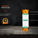 Fenix ARB-L14-1050 14500 1050mAh 3.6V Protected 2A Lithium Ion (Li-ion) Button Top Battery