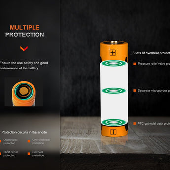 Fenix ARB-L14-1050 14500 1050mAh 3.6V Protected 2A Lithium Ion (Li-ion) Button Top Battery