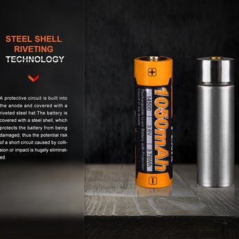 Fenix ARB-L14-1050 14500 1050mAh 3.6V Protected 2A Lithium Ion (Li-ion) Button Top Battery