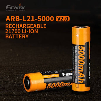 Fenix ARB-L21-5000-V2 21700 5000mAh 3.6V Protected High-Drain Lithium Ion (Li-ion) Button Top Battery