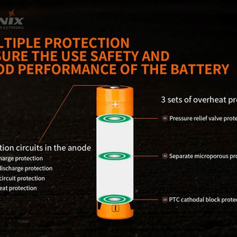 Fenix ARB-L21-5000-V2 21700 5000mAh 3.6V Protected High-Drain Lithium Ion (Li-ion) Button Top Battery