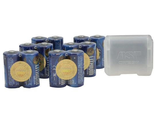 ASP 3028 CR123A (12PK) 1700mAh 3V Lithium Primary (LiMnO2) Button Top Photo Batteries - 12-Pack with Link Case