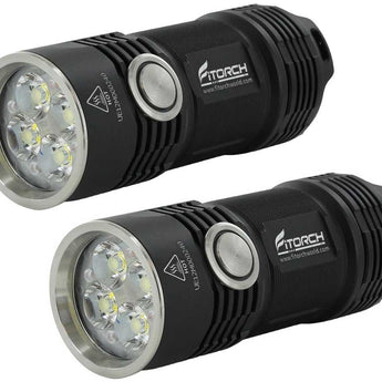 BUNDLE: 2 x Fitorch P25 Little Fatty LED Flashlight - 4 x CREE XP-G3 - 3000 Lumens - Includes 2 x 26350