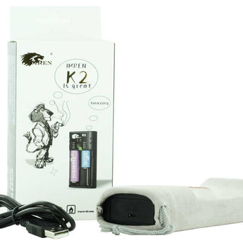 BUNDLE: Imren K2 2-Channel Charger for Li-ion with 2 x Imren 30QP INR 18650 3000mAh 3.7V Unprotected High-Drain 15A Lithium Ion (Li-ion) Flat Top Batteries