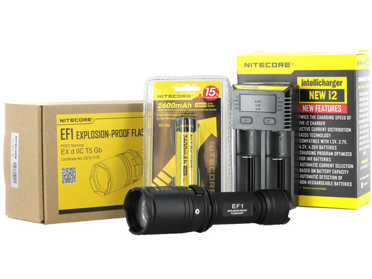 Nitecore EF1 Explosion-Proof Flashlight Combo - CREE XM-L2 U3 LED - 830 Lumens - With Battery and Charger