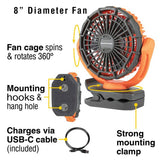 Blackfire BBM9112 USB-C Rechargeable Portable Fan - Uses Built-in Li-ion Battery Pack