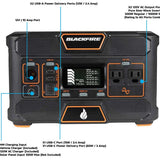 Blackfire PAC505 Portable Power Station - 505Wh - 2 x 120V AC Ports - Black
