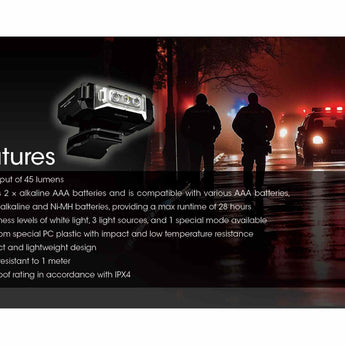 Nitecore CL10 LED Clip Light - White Red Blue Light - 45 Lumens - 2 x AAA (Included)