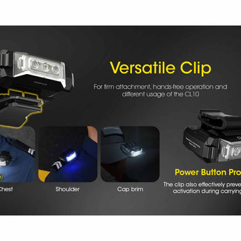 Nitecore CL10 LED Clip Light - White Red Blue Light - 45 Lumens - 2 x AAA (Included)