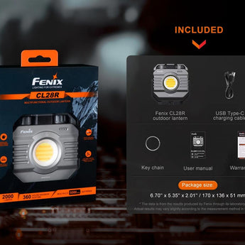 Fenix CL28R USB-C Rechargeable LED Lantern - 2000 Lumens - Uses 10000mAh Li-ion Battery Pack