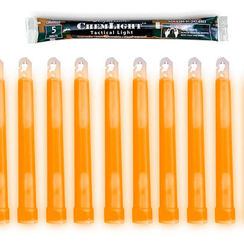 Cyalume 6-inch ChemLight 5 Minute Tactical Light Sticks - Case of 500 - Individually Foiled - Orange (9-27022)