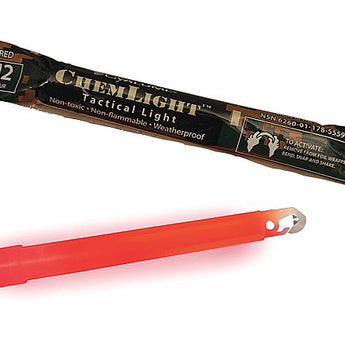 Cyalume 6-inch ChemLight 12 Hour Chemical Light Sticks - Case of 500 - Individually Foiled - Red (9-27054)