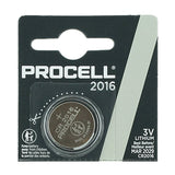 Duracell Procell CR2016 110mAh 3V Lithium (LiMnO2) Coin Cell Watch Battery (PC2016) - 1 Piece Tear Strip - Sold Individually