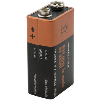 Duracell MN1604 9V Alkaline Battery with Snap Connectors - Bulk