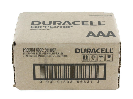 Duracell Coppertop Duralock MN2400 (144PK) AAA Alkaline Button Top Batteries (MN2400BKD) - Made in the USA - Box of 144 (6 x 24-Boxes)