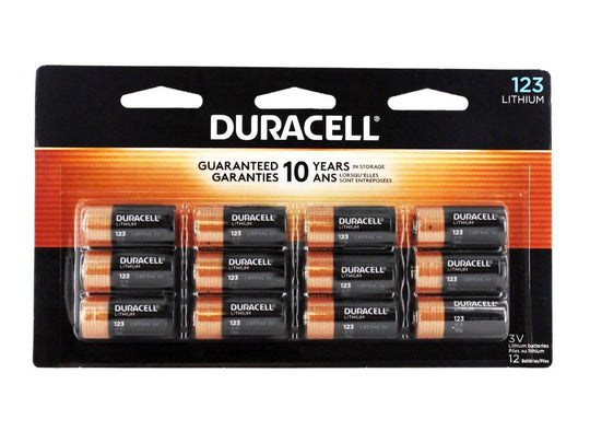 duracell cr123a 12 pack - blister pack