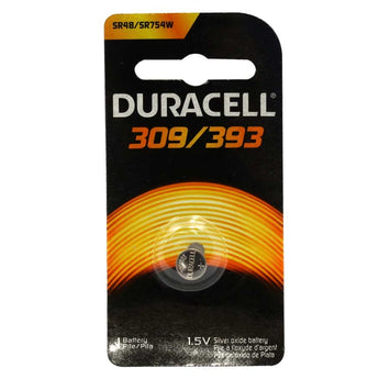 Duracell D309/393 70mAh 1.5V Silver Oxide Watch/Electronic Button Cell Battery (D309/393B) - 1 Piece Retail Card