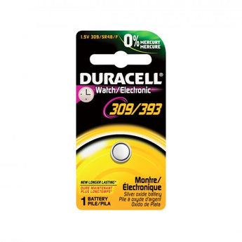 Duracell D309/393 70mAh 1.5V Silver Oxide Watch/Electronic Button Cell Battery (D309/393B) - 1 Piece Retail Card