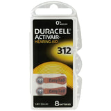 Duracell DA312-B8 (8PK) Size 312 170mAh 1.45V Zinc Air EasyTab Brown Hearing Aid Batteries (DA312B8) - 8 Piece Retail Card
