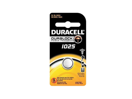 Duracell Duralock DL CR1025 30mAh 3V Lithium Primary (LiMNO2) Watch/Electronic Coin Cell Battery - 1 Piece Retail Card