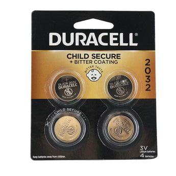 Duracell Duralock DL CR2032 (4PK) 225mAh 3V Lithium Primary (LiMNO2) Watch/Electronic Coin Cell Batteries - 4 Pack Retail Card
