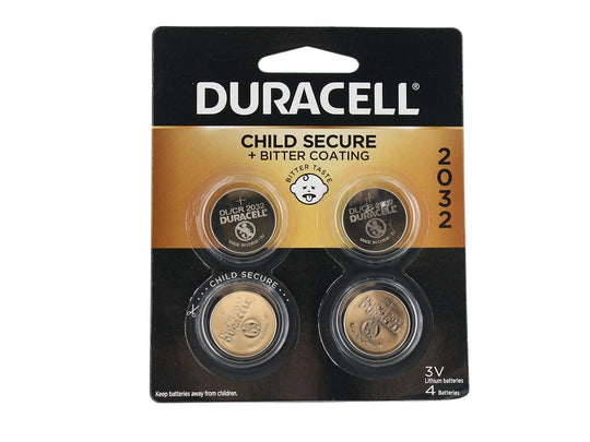 Duracell Duralock DL CR2032 (4PK) 225mAh 3V Lithium Primary (LiMNO2) Watch/Electronic Coin Cell Batteries - 4 Pack Retail Card