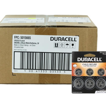 Duracell Duralock DL CR2032 (6PK) 225mAh 3V Lithium (LiMNO2) Watch/Electronic Coin Cell Batteries - Case of 36 x Retail Cards