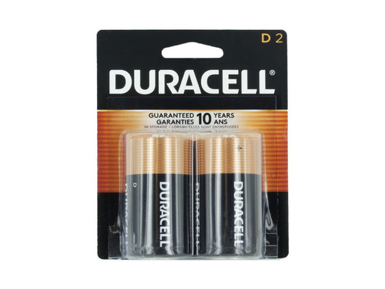 Duracell Coppertop Duralock MN1300-B2 D-cell 1.5V Alkaline Button Top Batteries (MN1300B2) - 2 Piece Retail Card