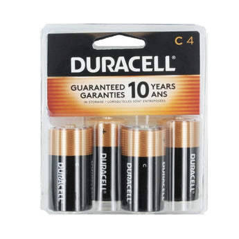 Duracell Coppertop Duralock MN1400-R4 C-cell 1.5V Alkaline Button Top Batteries (MN1400R4Z) - 4 Piece Clam Shell