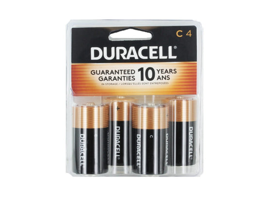 Duracell Coppertop Duralock MN1400-R4 C-cell 1.5V Alkaline Button Top Batteries (MN1400R4Z) - 4 Piece Clam Shell