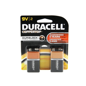 Duracell Coppertop Duralock MN1604-B2 9V 6LR61 Alkaline Battery with Snap Connectors (MN1604B2) - 2 Piece Retail Card
