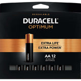 Duracell Optimum AA 1.5V Alkaline Button Top Batteries (OPT1500B12PRT) - 12 Piece Retail Card