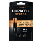 Duracell Optimum AA 1.5V Alkaline Button Top Batteries (OPT1500B8PRT) - 8 Piece Retail Card