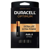 Duracell Optimum AAA 1.5V Alkaline Button Top Batteries (OPT2400B6PRT) - 6 Piece Retail Card