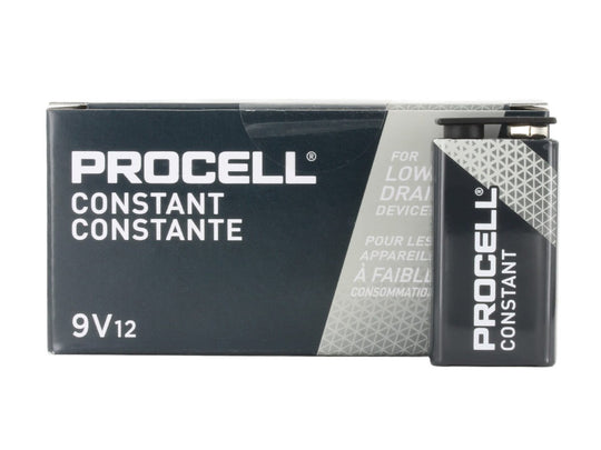 Duracell Procell Constant PC1604 (12PK) 9V Alkaline Batteries with Snap Connectors (PC1604BKD) - Contractor Pack of 12