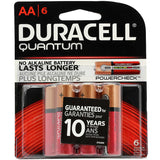 Duracell Quantum QU1500-B6Z10 AA 1.5V Alkaline Button Top Batteries - 6 Piece Retail Card