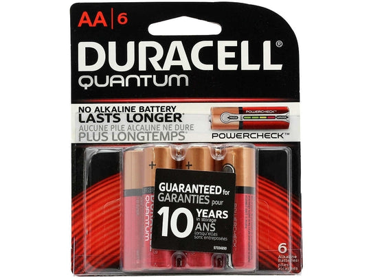 Duracell Quantum QU1500-B6Z10 AA 1.5V Alkaline Button Top Batteries - 6 Piece Retail Card