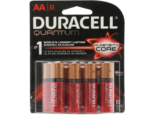 Duracell Quantum QU1500-B8Z10 AA 1.5V Alkaline Button Top Batteries - 8 Piece Retail Card