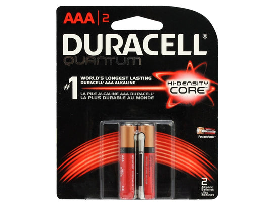 Duracell Quantum QU2400-B2Z10 AAA 1.5V Alkaline Button Top Batteries - 2 Piece Retail Card