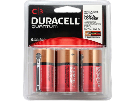 Duracell Quantum QU1400-B3 C-cell 1.5V Alkaline Button Top Batteries - 3 Piece Retail Card