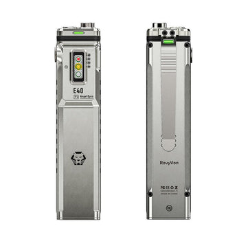 RovyVon Angel Eyes E40 USB-C Rechargeable EDC LED Flashlight - 3600 Lumens - 650nm Red Side Light - 365nm UV Side Light - Uses Built-in 3000mAh Li-ion Battery Pack - Choice of Color