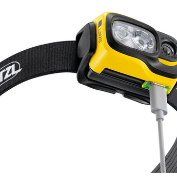 Petzl Swift RL LED Headlamp - 1100 Lumens - Includes 1 x USB-C Rechargeable 2350mAh Li-ion Battery - Black and Yellow