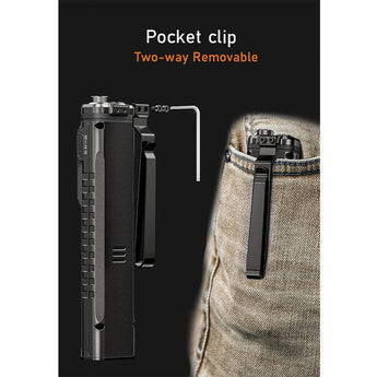 RovyVon Angel Eyes E90 USB-C Rechargeable EDC LED Flashlight - 3500 Lumens - 650nm Red Side Light - 365nm UV Side Light - Uses Built-in 3000mAh Li-ion Battery Pack - Gunmetal