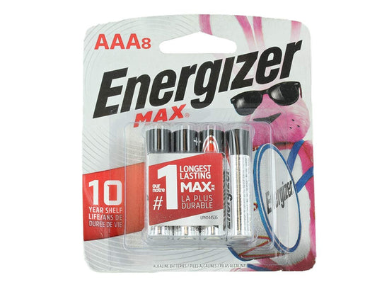 Energizer Max E92 Alkaline AAA 8 Pack - Blister Pack