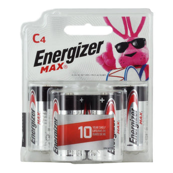 Energizer Max E93-BP-4 C-cell Alkaline Button Top Battery - 4 Piece Retail Card