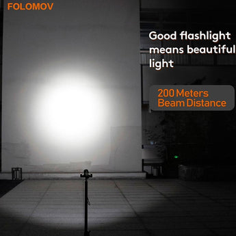 Folomov EDC H4 USB-C Rechargeable LED Flashlight - Nichia NVSW519A - 1000 Lumens - Uses Built-in 2600mAh Li-ion Battery Pack