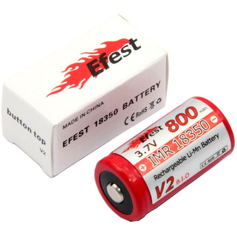 Efest 3041 IMR 18350 800mAh 3.7V Unprotected Lithium Manganese (LiMn2O4) Button Top Battery - Boxed