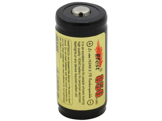 Efest 3540 RCR123A / 16340 850mAh 3.7V Protected Lithium Ion (Li-ion) Button Top Battery - Boxed