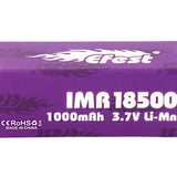 Efest Purple 4340 IMR 18500 1000mAh 3.7V Unprotected High-Drain 15A Lithium Manganese (LiMn2O4) Flat Top Battery - Boxed